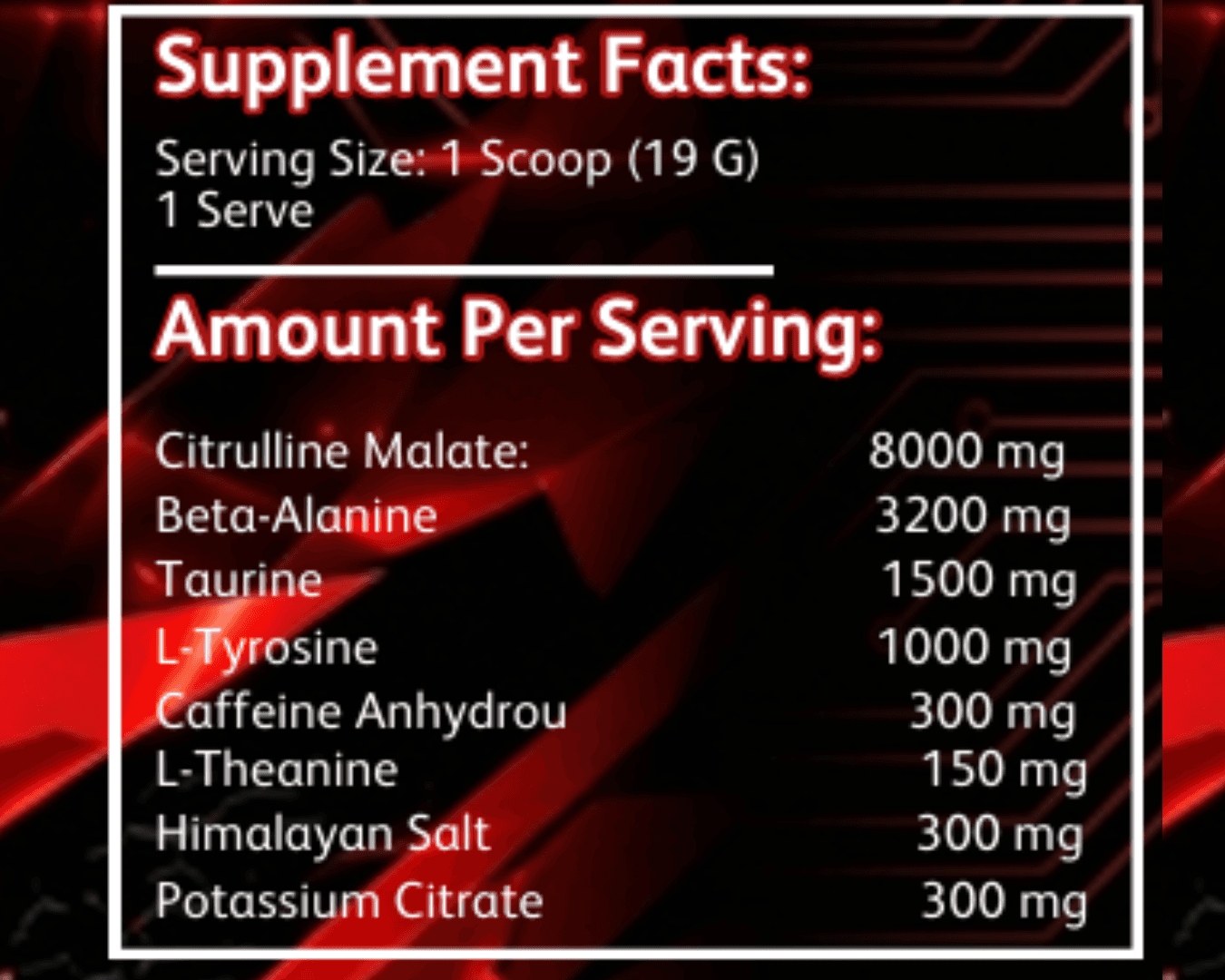 Pre Workout 1 shot back